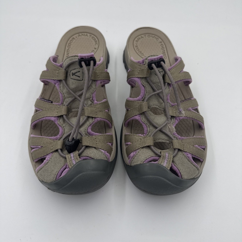 KEEN Whisper Slide Sandals Womens Size 9 Purple And Khaki Slip On